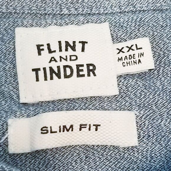 Flint and Tinder Shirt Men's Size XXL Blue Gray Selvedge Architect Slim Fit - Picture 4 of 5